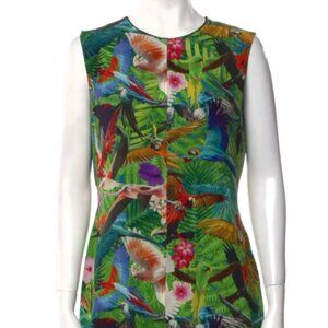 NWOT Altuzarra Silk Shift Dress Green Printed Sleeveless Crew Neck Midi M ($272)